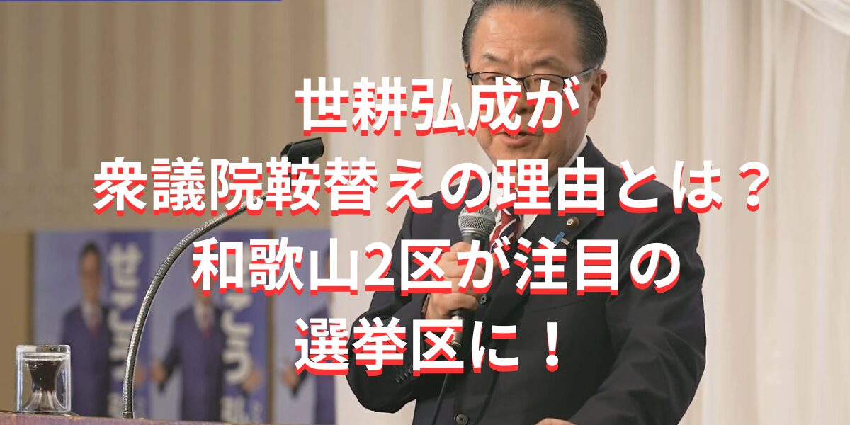 世耕弘成が衆議院鞍替えの理由とは？和歌山2区が注目の選挙区に！